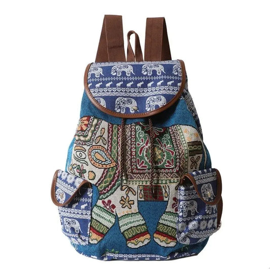 Bohemian Style Embroidery Knapsack: Casual Boho Canvas Drawstring Backpack T.L. Amber